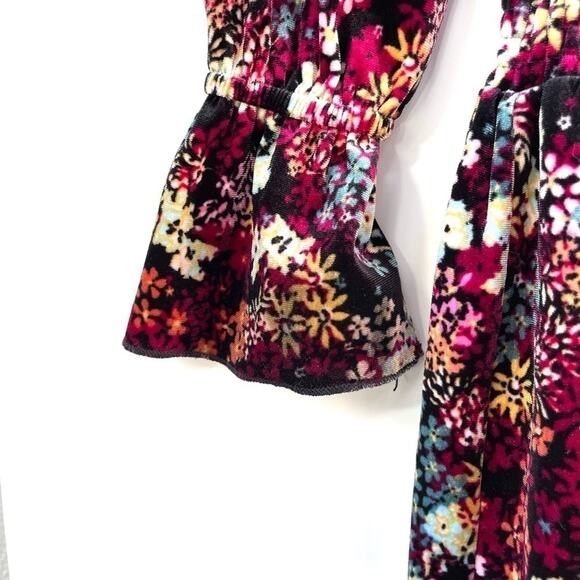 Ella Moss Girls Velvet Smocked Floral Dress Richly Color Size12 - Picture 6 of 7